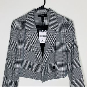 B&W Plaid cropped blazer